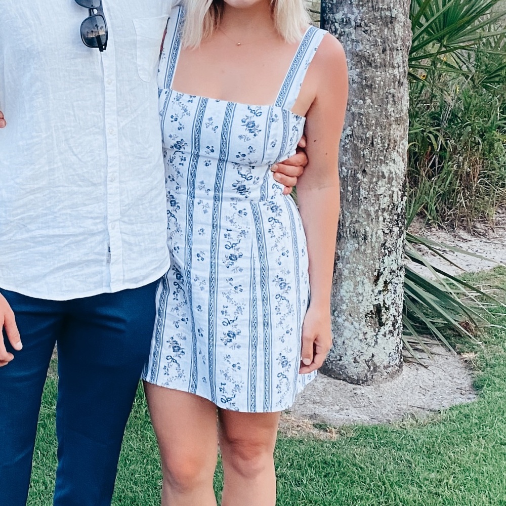 Reformation Mini Floral Linen Dress